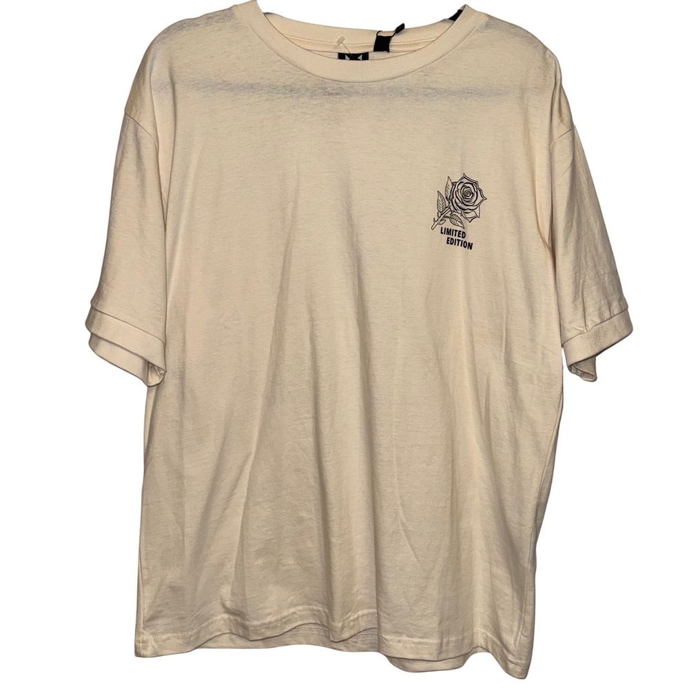 100 | NWT‎ WXYZ MFG. CO Limited Edition Rose Graphic Oversized Tee Salt Mens L